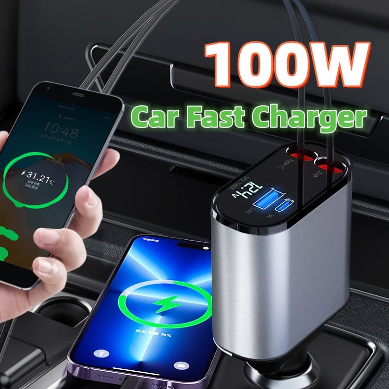 Super Fast 100W 4 in 1 Car Charger